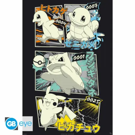 POKÉMON - POSTER PIKACHU & KANTO STARTERS